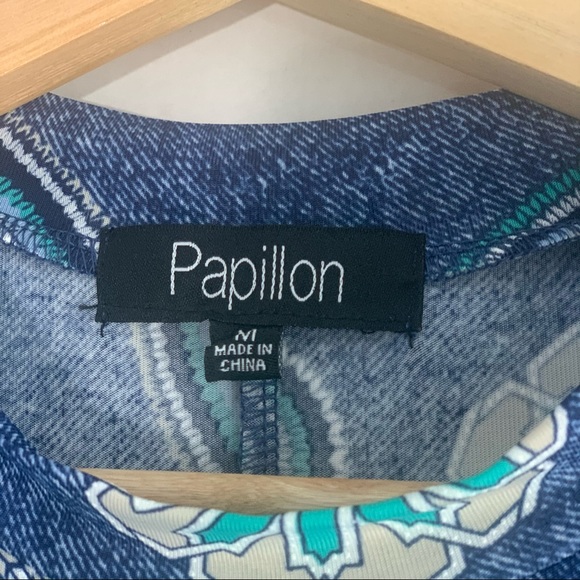 Papillon Mock Neck Sleeveless Patterned Blouse - Picture 4 of 4